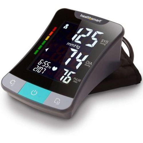 HealthSmart Digital Upper Arm BP Monitor with Auto Cuff, Pulse & Irregular Heartbeat Display, 120 Memory