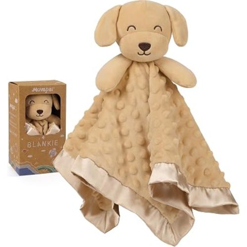 Baby Dog Security Blanket, Soft Puppy Lovey Toy Blanket for Boys and Girls, Snuggle Toy Lovie Newborn Gift, Unisex Stuffed Animals Brown 16 Inch