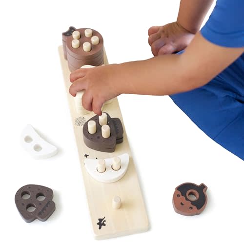 Wee Gallery Count & Stack Toy - Woodland, Classic Wooden Toys for Motor Skills, Number Learning, Educational, Puzzle, Problem Solving Skills for Baby, Toddler, Kids, Safe & Natural Materials