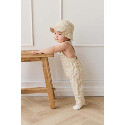 Organic Cotton Kingston Overall - Gingham Pale Khaki
