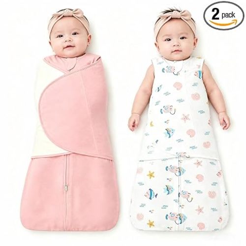 ZIGJOY Baby Swaddle Sleep Sack 0-6 Months, 1.0 TOG, 100% Cotton, Quiet Wrap