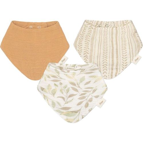 Willow 3-pc. Muslin Baby Bib Set (Copper/Leaf) - Crane Baby | Maisonette