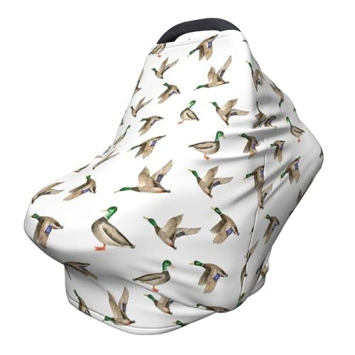 Mallard Duck Baby Stuff Car Seat Cover for Baby Carseat Covers for Girl Boy Stretchy Soft Breathable Breastfeeding Infant Car Seat Canopy Carrier Cover