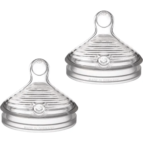 NUK Simply Natural Baby Bottle Nipples - Slow Flow, Silicone, Extra Soft, Anti-Colic Air System, BPA-Free, Pack of 2