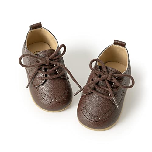 ohsofy Infant Baby Boy Oxford Shoes PU Leather Loafers Rubber and Soft Sole Wedding Dress Shoes Toddler Girl Baby Walking Shoes