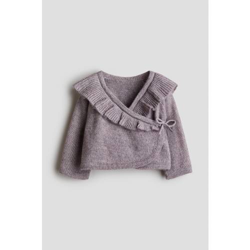 RUFFLE-TRIMMED WRAPOVER CARDIGAN
