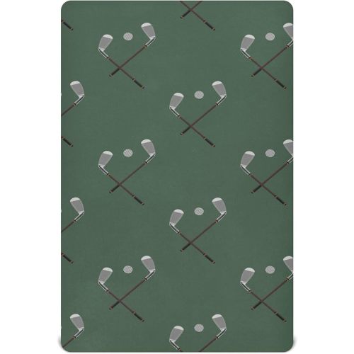 Sports Golf Ball Green Crib Sheets Soft Breathable Fitted Baby Crib Sheets Mattress Cover for Girls Boys, 52" x 28" x 9"