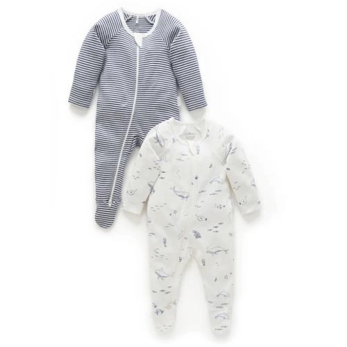 Nautical 2 Pack Zip Growsuit (0-3 months)