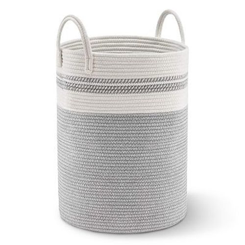 Cheer Collection Large Woven Cotton Laundry Hamper with Durable Handles for Home Storage