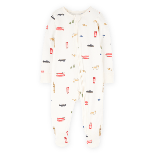 Baby London Print 2-Way Zip PurelySoft Sleep & Play Pajamas - Ivory - Carter's | Carter's