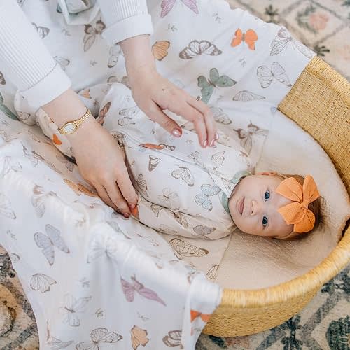 Copper Pearl Swaddle Blankets for Newborns | Soft Stretchy Receiving Blankets for Boys and Girls | Large 46 x 46 Inch Baby Blankets | Lightweight and Breathable Swaddles | Luna