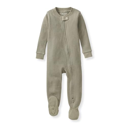 Burt's Bees Baby unisex-baby Honeysoft Sleeper Pajamas, Zip Front Non-slip Footed Footie Pjs, Organic Cotton & Lyocell