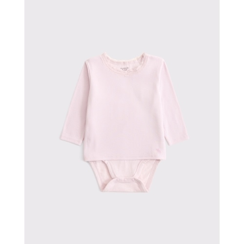 baby long-sleeve lace-trim bodysuit