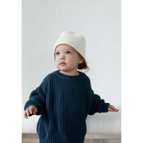 ‘Deep Blue’ Chunky Knit Sweater – Oat Co
