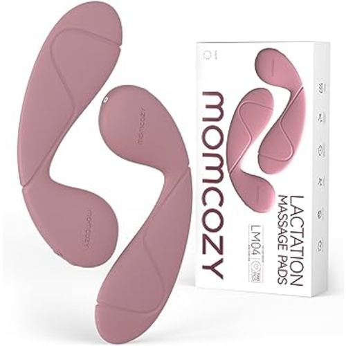 Momcozy Hands-Free Lactation Massager, Maximum Heat & Vibration Area for Faster Milk Flow, Soft Warming Breast Massager for Easier Breastfeeding, Pumping, 2 Pack