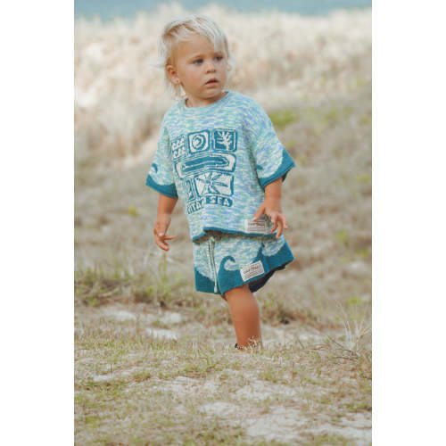 Vitamin sea speckled knit set - Ocean blue - Groms