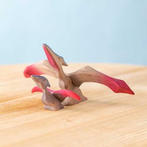 Pteranodon Wooden Toy | Waldorf Style Handmade Dinosaur Figure | Montessori Inspired Handcrafted by Bumbu Toys