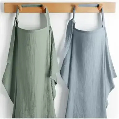 Comfy Cubs Muslin Nursing Cover Pack of 2, 100% Cotton Muslin Breastfeeding Cover for Moms, Soft & Breathable Baby Nursing Scarf, Adjustable Neck Strap - Privacy Coverage - Fern and Pacific Blue