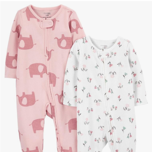 Simple Joys by Carter's baby-girls 2-way Zip Thermal Footed Sleep and Play, Pack of 2