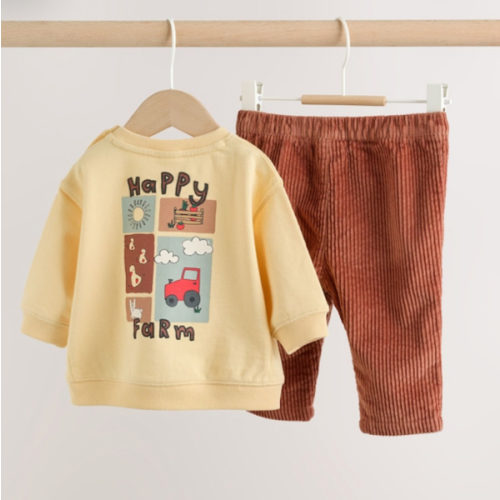 Buy Yellow Farm Sweatshirt and Cord Trousers Baby Set 2 Piece (0mths-2yrs) from Next USA