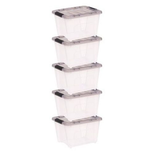 IRIS Clear Storage Bin with Lid and Latching Buckles