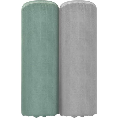 MEXXI Muslin Baby Blanket, Quilt Blanket for Baby, 4-Layer Super Soft and Lightweight Crib Blanket for Unisex Baby Girls Boys 43 * 39 (Sage Green)