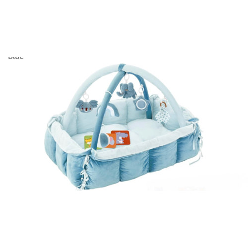 5-in-1 Plush Baby Play Gym, Baby Play Mats, Convertible Baby Gym, Tummy time mat, 6 Sensory Toys, Activity Center, Ball Pit, Blue