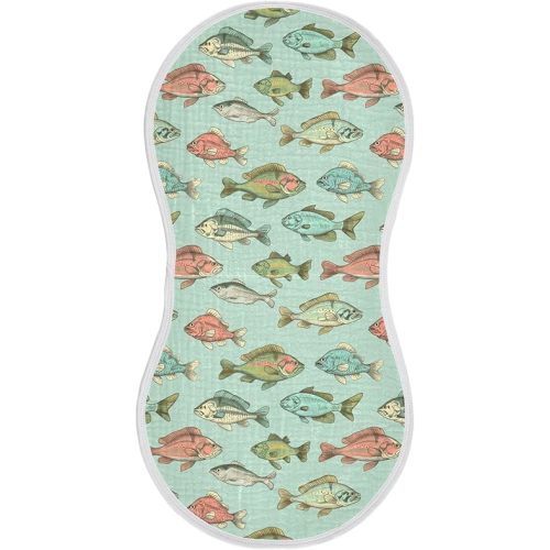 Muslin Baby Burp Cloths, Bass Fishes Green Muslin Washcloths Baby Bibs Rags Comfy Soft Absorbent in for Newborn Boys and Girls 1 Piece 22 x 11 Inch