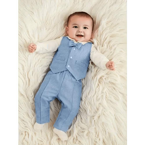 3 pack baby boy casual vest long sleeved jumpsuit elastic - Temu