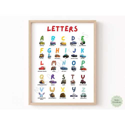 Disney Cars Alphabet Poster, Lightning McQueen Kids Room Decor, Letters Poster, Kids Decor, Cars, Printable Educational, Digital Download