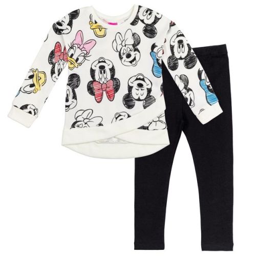 Disney Minnie Mouse Baby Girls' Glitter Graphic Pullover and Jersey Leggings Outfit Mickey Friends Black 24 Months