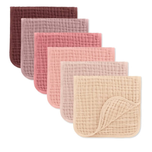 Comfy Cubs Muslin Burp Cloths 20" x 10", Pack of 6 - Large, 6-Layer, Ultra Absorbent 100% Cotton for Baby Drool and Messes - Soft, Safe & Gentle Baby Burp Cloths Set for Boys & Girls - Multi Girl