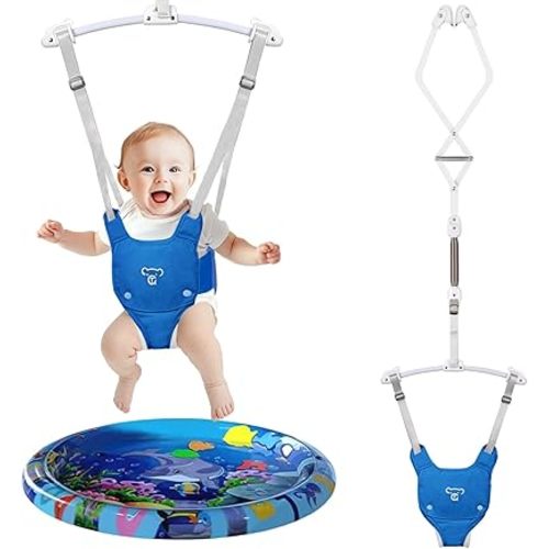 Baby Jumper, Baby Doorway Jumper with Adjustable Strap, Protable Baby Jumpers and Bouncers, Easy to Assemble, Baby Bouncer Jumper with Water Mat