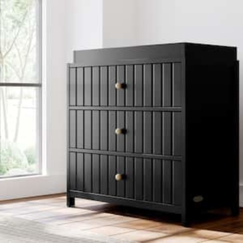 Teddi Black 3-drawer Dresser 35.51 in Wide with Changing Topper