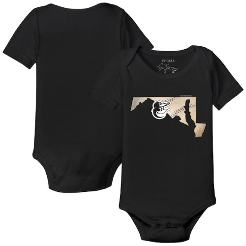 Infant Baltimore Orioles Tiny Turnip Black State Outline Bodysuit