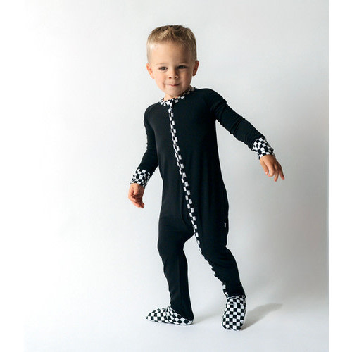 Racing Checkers Zip Romper