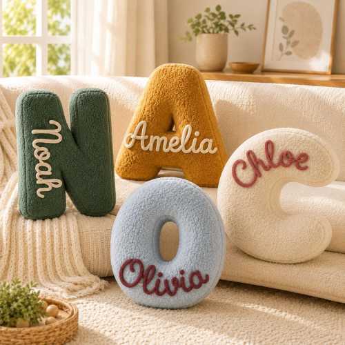 Personalized Letter Pillow, Custom Name Pillow, Handmade Alphabet Cushion, Nursery Decor, Home Decor Gift, Housewarming Gift