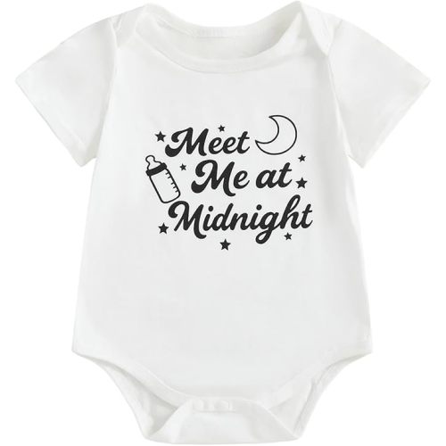 Canis Infant Newborn Baby Boys Girls Funny Letters Bodysuit Short Sleeve Neutral Baby Announcement Romper