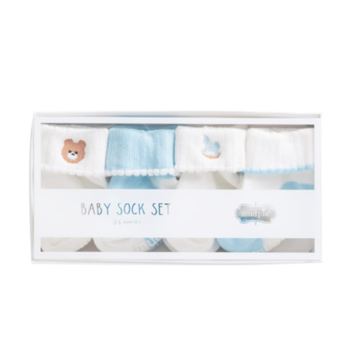 Blue Foldover Sock Set for Everyday Wear | Mud Pie