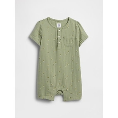Baby Gauze Henley Romper | Gap Factory