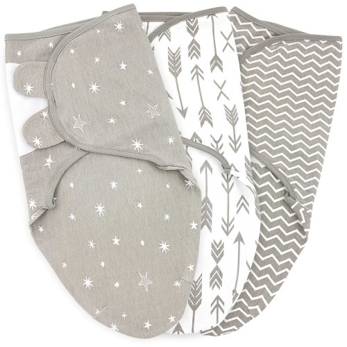 Baby Swaddle Blankets Wraps for Newborn Boy and Girl, 0-3 Months, Small/medium, Aqua/Grey