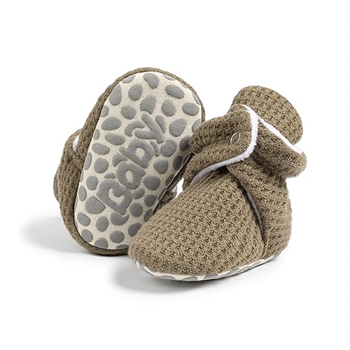 HsdsBebe Unisex Newborn Baby Cotton Booties Non-Slip Sole for Toddler Boys Girls Infant Winter Warm Fleece Cozy Socks Shoes