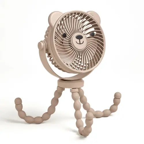 Itzy Breeze 3-Speed Stroller Fan™ - Theo the Bear Taupe