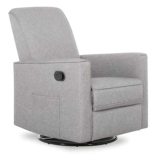 évolur Raleigh Upholstered Manual Glider Recliner– Rocking & 360° Swivel with Smooth Glide – Greenguard Gold & FSC Certified – Modern Nursery and Living Room Chair in Light Grey