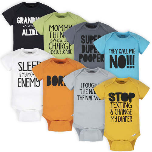 Onesies® Baby 8-Pack Funny & Hilarious Bodysuits - Gerber Childrenswear
