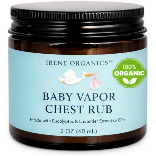 Irene Organics Organic Baby Vapor Chest Rub Clean Vapo Rub Clean, Non-Toxic Chest Balm for Babies, Toddlers & Kids, Made with Natural Eucalyptus & Lavender Oil (1, 1 Pack)