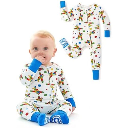 PATPAT Organic Cotton Baby Footie Pajamas with Two-Way Zipper & Mittens