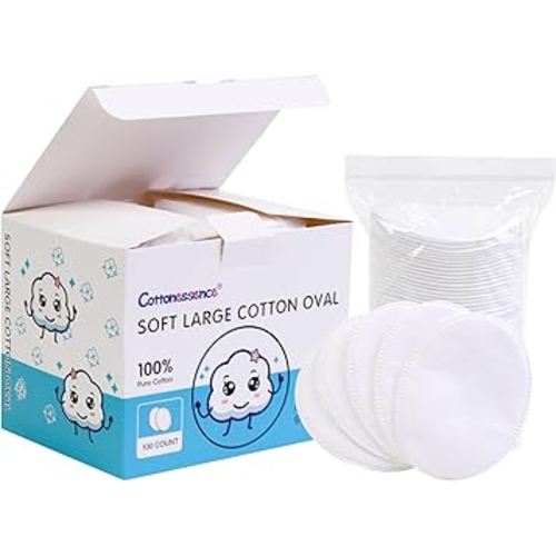 Amazon.com: Cottonessence Oval Cotton Pads (100-Count)- 100% Pure Cotton, Gentle Enough for Babies, Soft Texture, Large Size, Lint-Free, Double Sided, Hypoallergenic, Use Wet or Dry : Beauty & Personal Care