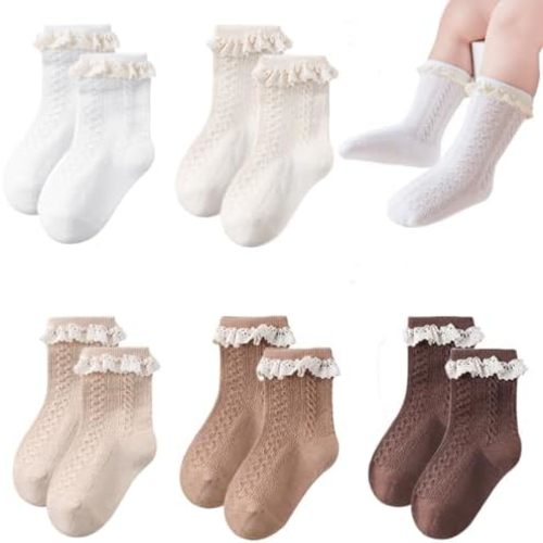 5 Packs Newborn Baby Girls Socks Toddler Princess Ankle Socks for Girl