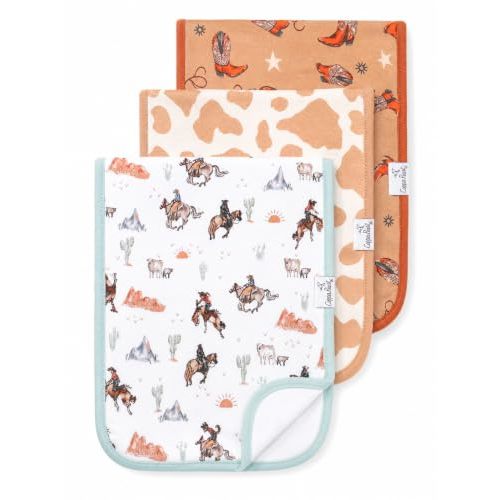 Copper Pearl Premium Baby Burp Cloths - 3-Pack Large Cotton Burp Cloths, Extra Soft Spit Up Rags with 3 Absorbent Layers, Perfect for Baby Boy and Baby Girl Gifts (21" x 10" Size, Boone Set)